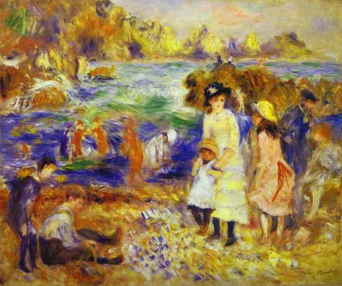 Pierre-Auguste Renoir Children at the Beach at Guernsey, Germany oil painting art